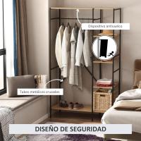 Perchero de Ropa de Madera 4 Estantes de Almacenamiento y Barra para Colgar Carga de 30kg - details 5