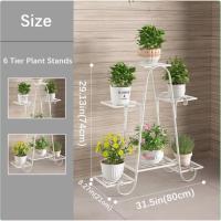 Soporte planta 6 niveles interiores y exteriores, estante macetas múltiples plantas, soporte planta metal blanco patio - details 10