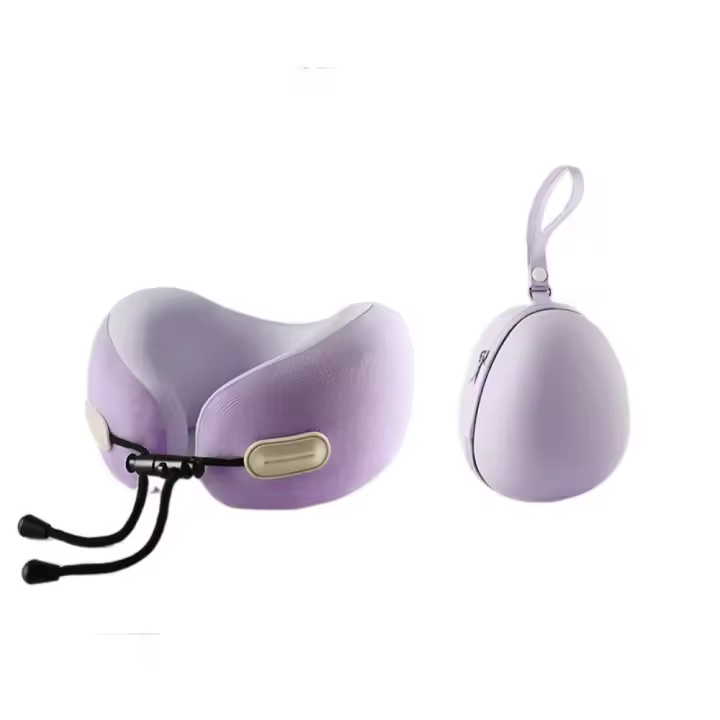 Almohada de viaje ergonómica en forma de U, soporte para la cabeza, almohada para siesta de oficina de rebote lento, transpirable con bolsa de almacenamiento, almohada para coche - 1