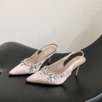Cadena de diamantes de imitación tacones altos nuevo temperamento puntiagudo bolsa de banquete francés sandalias de cabeza zapatos individuales vacíos - details 25