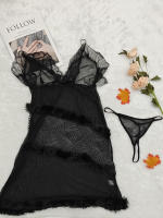 Guiruo-ropa interior ligera de lujo para mujer, hilo ligero de plumas, falda para dormir con correa de viento, conjunto de uniforme de bata exterior - details 8