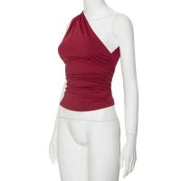 Camiseta sin mangas con espalda descubierta y un solo hombro, color caramelo, Ustada, sexy, sin cuello, casual - details 37
