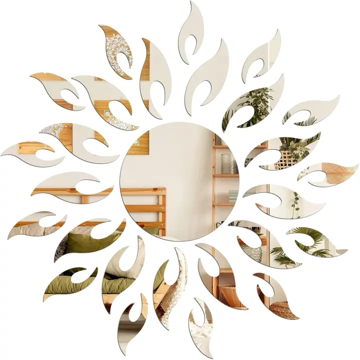 Pegatinas de Pared de Espejo Acrílico 3D Autoadhesivas DIY Decoración para Dormitorio Sala de Estar Baño Diseño de Girasol Material China - 1