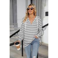 Sudadera con capucha de moda coreana para mujer, manga larga, rayas, primavera-otoño, top novedoso - details 15
