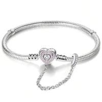 Pulsera Simple de corazón de amor de circón de Plata, fabricación de cuentas DIY, compatible con pulseras Pandora originales, regalo de joyería fina - details 6