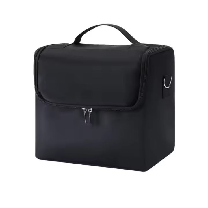 Estuche de transporte de maquillaje multicapa, correas ajustables, organizador de artículos de tocador de viaje portátil, mango cómodo desmontable - 1