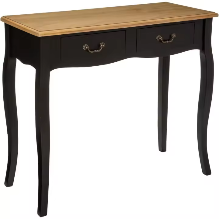 Mueble Consola de 2 cajones de Madera Negra de 78 cm de Altura, cm - 1