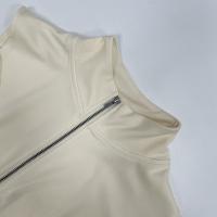 Conjunto de Top Corto Ajustado sin Cuello con Cremallera de Color Sólido para Mujer Primavera/Verano 2025 y Shorts Ajustados de Cintura Alta. - details 15