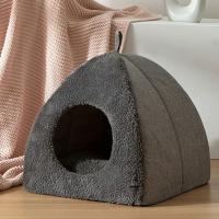 Nido Triangular cerrado para mascotas, caseta cálida de felpa suave semicerrada para gatos, perrera para perros con alfombrilla, cueva para dormir profundamente en interiores - details 4