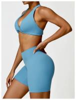 Pantalones cortos de Yoga sin costuras para mujer, mallas deportivas de LICRA de cintura alta, suaves, para gimnasio y entrenamiento - details 10