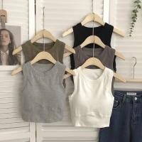1/2 Unidades. Sujetador deportivo en la espalda para mujer, chaleco sin mangas, parte superior de tubo delgada, ropa interior con almohadillas para sujetador, camiseta interior, Top corto elástico coreano - details 3