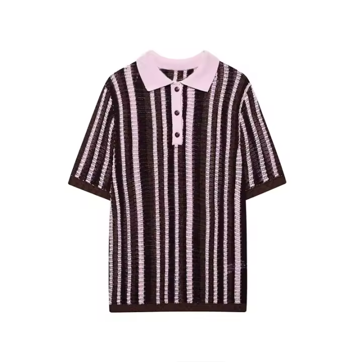 Conjuntos de Camiseta y Pantalón Corto de Manga Media para Mujer Camisetas de Punto con Cuello Redondo, Colores Contrastantes, Ideal para Vacaciones - 1