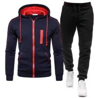 Conjunto deportivo informal para hombre, Sudadera con capucha y pantalones de cintura elástica, 2 piezas - details 4