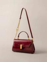 Hombro para mujer: bolso cruzado vintage de cuero encerado con cadena, elegante bolso cuadrado pequeño para las axilas para uso diario Mochila de lujo de alta gama - details 20