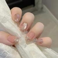 24pcs Uñas Postizas Almendro Rosa Y Nude Para Mujeres Y Niñas Decoración De Uñas Con Lazo Falso De Resina Artículos De Manicura - details 9