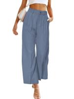 Pantalones anchos de cintura alta para mujer, moda otoño primavera - details 5