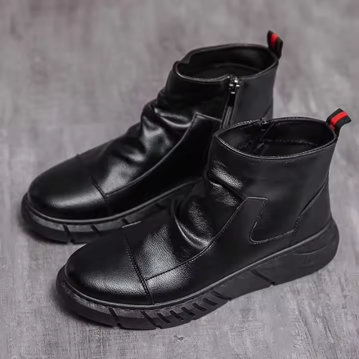 Botas Martin de moda para hombre de Cross disciplinaria, parte superior de cuero de súper fibra deportiva informal, nueva suela de goma antideslizante de talla grande - 1