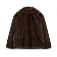 Chaqueta cálida de piel sintética para mujer, abrigo elegante de manga larga con solapa, color marrón, grueso, a la moda, novedad de invierno, 2024 - details 4