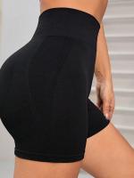 Pantalones de yoga de tres cuartos transpirables de color melocotón sólido de punto sin costuras, shorts de fitness para correr para mujer - details 4