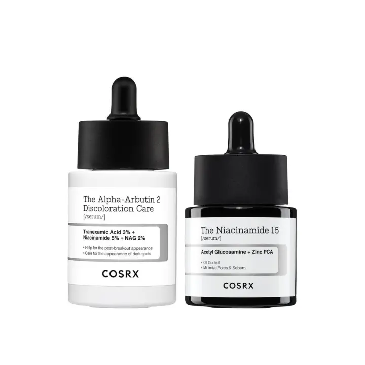 COSRX Duo - Cuidado de la decoloración con alfa arbutina al 2% + suero facial con niacinamida al 15% - 1