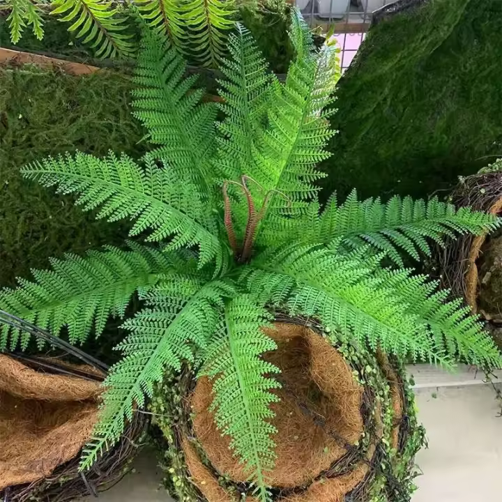 Helecho de Boston, flor artificial de 56 cm, planta de plástico verde, hojas hechas a mano, flor falsa, decoración del hogar de jardín, boda - 1