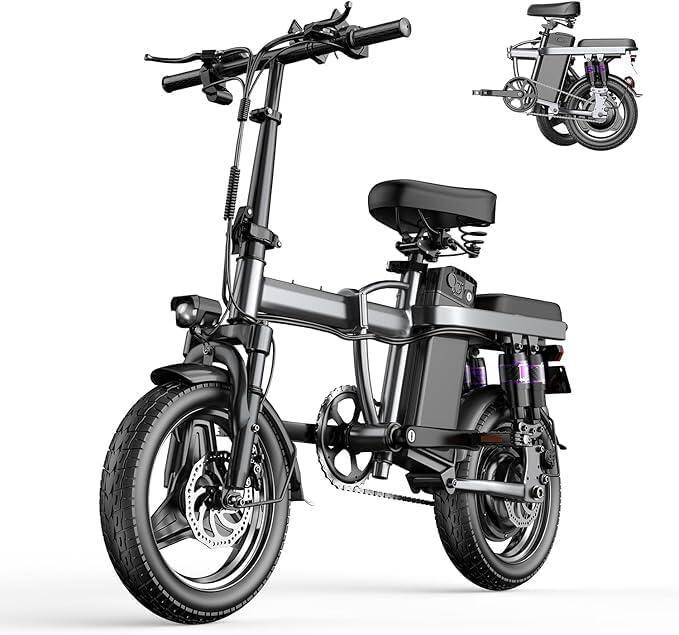 AVBDJOY Bike for Adults, Folding Ebike Removable Battery, 500W Motor/700W Peak Motor, Miles Range, 25 MPH Max, All Terrain