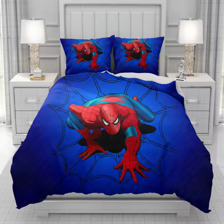 Funda nórdica de superhéroes Spider Man, juego de cama con estampado de dibujos animados para hombres, mujeres y niños, edredón suave - 1