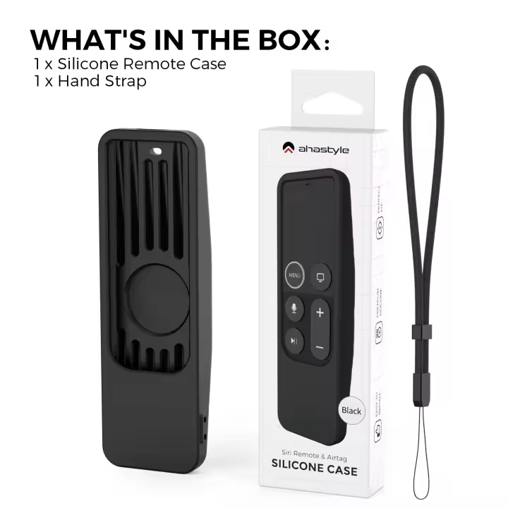Funda protectora de silicona para Control remoto, carcasa con ranura para AirTag para Apple TV HD/4K (1ª generación), Siri, almacenamiento antipérdida, 2017 - 1