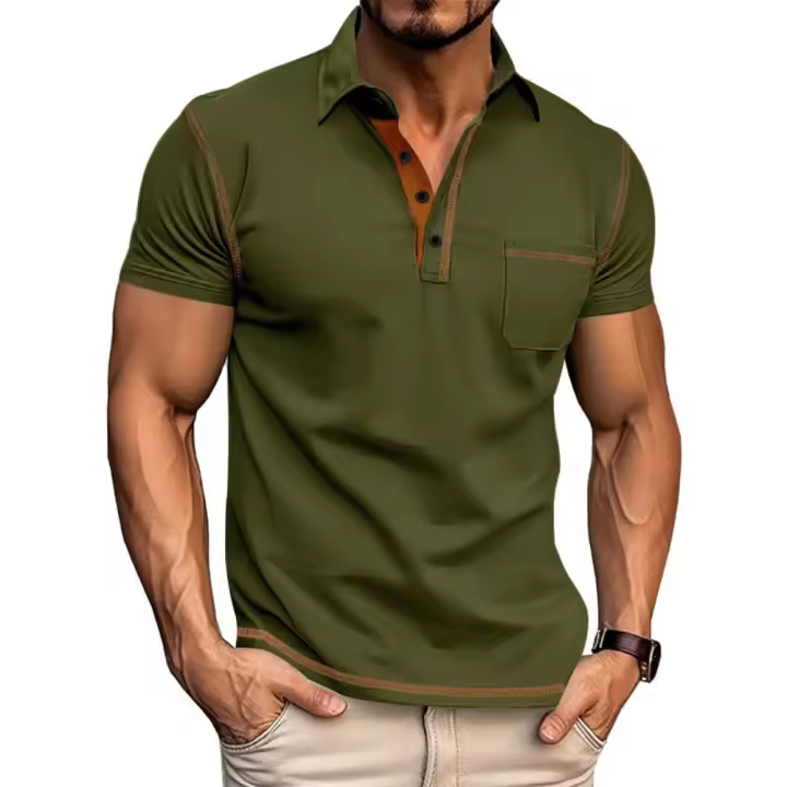Mov Venta caliente de verano nueva camiseta de manga corta para hombre, comercio exterior, deportes de ocio, solapa Polo. - 1