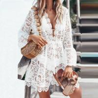 Vestido playero de Crochet con flecos para mujer, traje de baño blanco, Túnica hueca Sexy, ropa de playa, 2023 - details 5