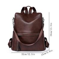 Mochila antirrobo de cuero para mujer, morral de viaje de alta calidad, Color sólido, A la moda, para adolescentes, 2024 - details 2