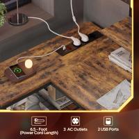 Forma de L con Tomas de Corriente y Luces LED, Escritorio Esquinero con Estantes, Reversible para Ordenador para el Hogar, Oficina, Dormitorio, Espacio Pequeño, 106,5 cm - details 31