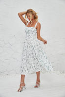 Vestido midi de satén con tirantes finos para mujer, abertura frontal, hueco - details 64