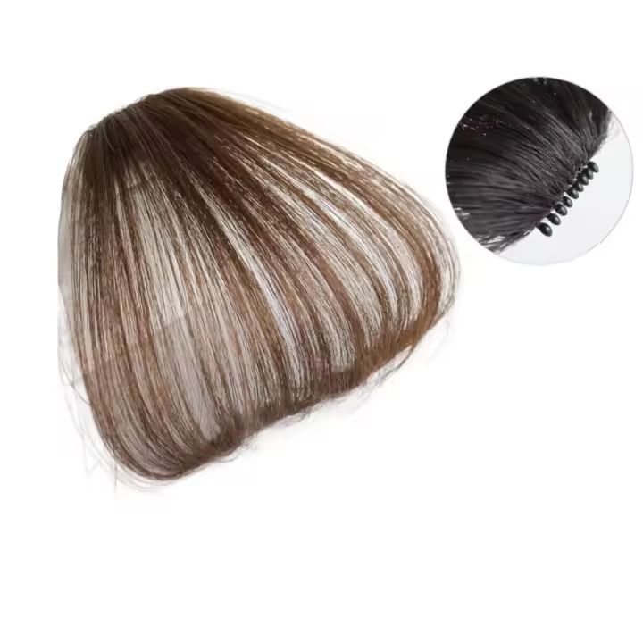 Postizo sintético Invisible, flequillo de aire 3D, extensiones de cabello con flecos falsos, flequillo superior, flequillo recto, Clip en flequillo falso para mujeres - 1