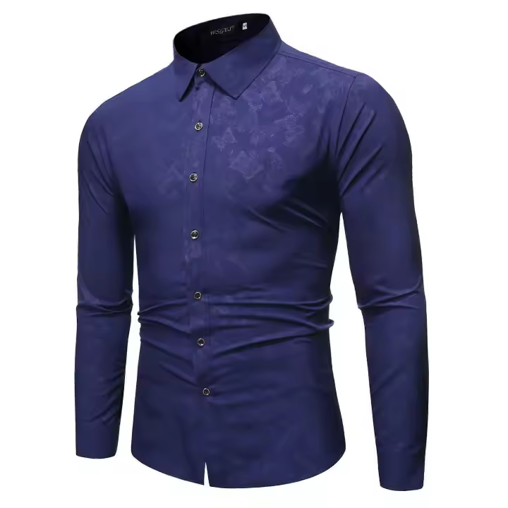 Camisa de manga larga con estampado floral de mariposas para hombre BSSM - 1