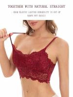 Top de Encaje Cómodo Lencería Sin Cable con Diseño Hueco para Mujeres 2pcs de Ropa Interior Sexy de Color Sólido - details 4