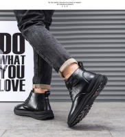 Zapatos de algodón para hombre Botas de nieve de invierno Cuero más terciopelo engrosado Zapatos de cuero de algodón casuales de caña alta - details 2