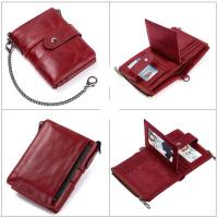 Mini billetera de cuero genuino para mujer, con bloqueo RFID, regalo para mujer - details 3
