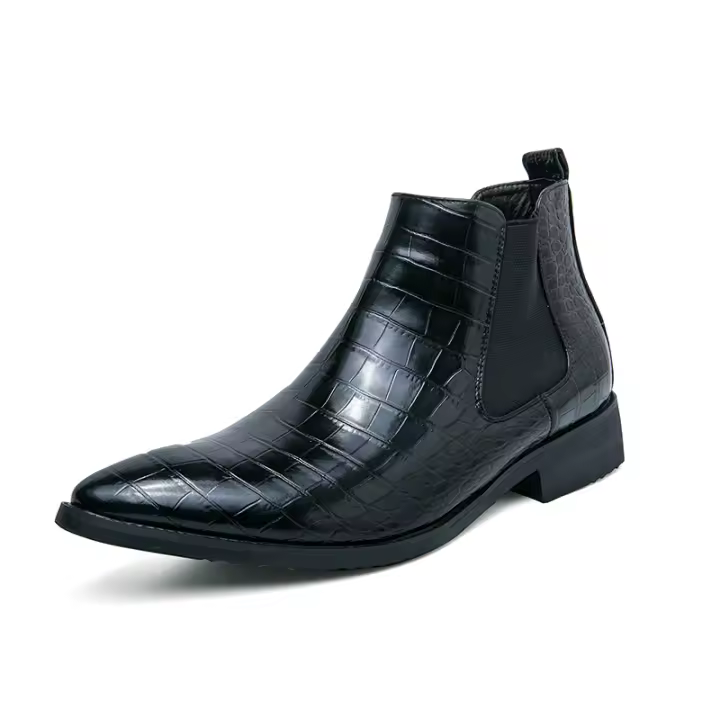 Botas Chelsea para hombre, botas de vestir informales, botines negros, botas clásicas sin cordones para hombre - 1