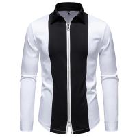Camisas de manga larga con cierre para hombre, camisas informales para hombre, diseño de documentos, blanco y negro, escritorio de negocios y trabajo, moda de primavera - details 1