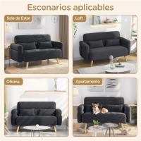 Sofá de Tela Morno Diseño de 2 Plazas Tamaño 116.5X73.5 cm Cojines Lumberos Incluidos Max 158 KG - details 5