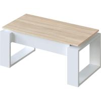Mesa de Centro elevable Nova Color Roble Nodi y Blanco Artik salón Comedor Estilo nórdico 45-54x105x55 cm - details 12