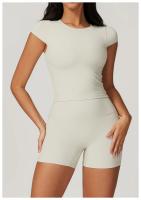 Camiseta deportiva de manga corta para mujer, Top ajustado de secado rápido, ropa informal para correr y Yoga - details 1