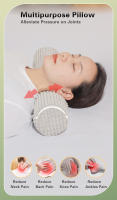 Almohada para el cuello para dormir, espuma viscoelástica, almohada para el cuello Cervical lavable con puntos de felpa para aliviar el dolor de cuello, almohada redonda multifuncional - details 1