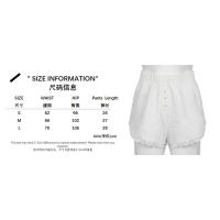 Pantalones cortos básicos cómodos e informales sueltos con botones de cintura elástica tejidos a rayas de verano para mujer - details 2
