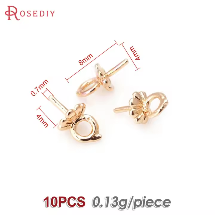 Perlas de latón de alta calidad con baño de oro de 18K, media perforación, para conectar dijes, tapas de perlas, accesorios para la fabricación de joyería DIY para mujeres - 1