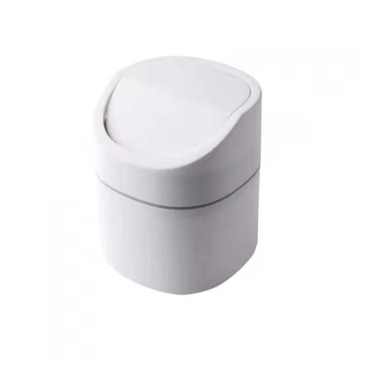 Mini Cubo de Basura de Escritorio Nórdico Caja de Almacenamiento y Limpieza para Desechos de Cocina con Tapa - 1