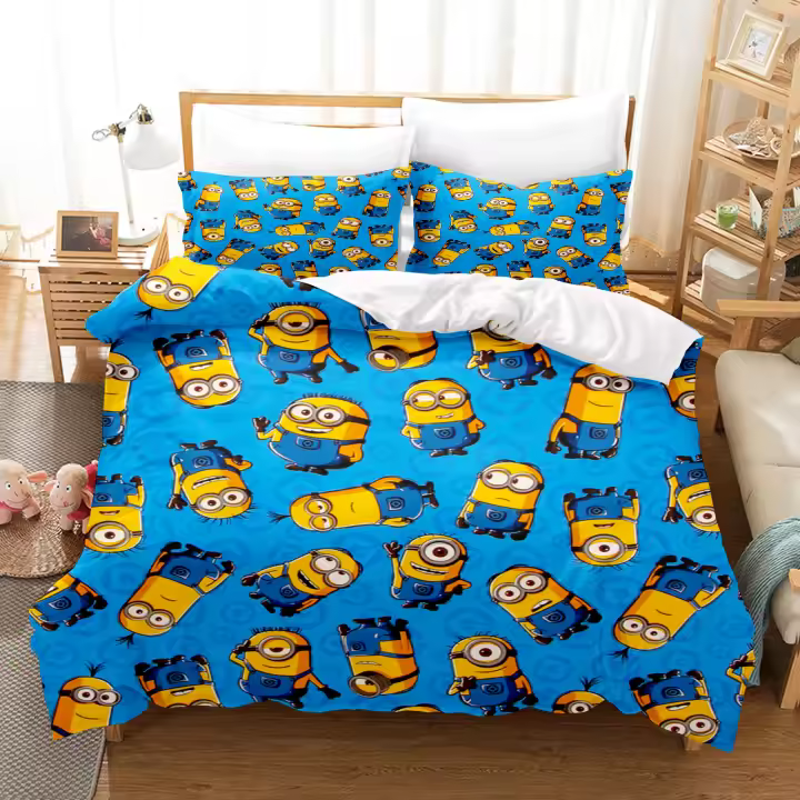 Juego de Ropa de Cama de Minions Anime Conjunto de Cama Twin con Dibujo Animado Impreso - 1