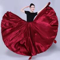 Vestido de bailarina gitana de danza del vientre, swing flamenco español largo satinado brillante de 360/720 grados, varios colores - details 2