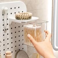 Estante de plástico para secador de pelo, sin perforaciones, gran capacidad, caja de pañuelos para lavar la cara, ahorro de espacio, soporte para pañuelos con llave montado en la pared, entrada - details 3